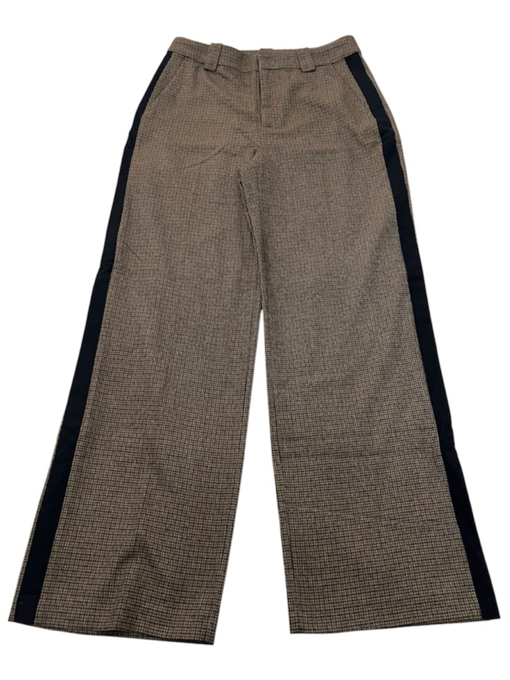 Zara brown and navy side stripe houndstooth pants nwt medium